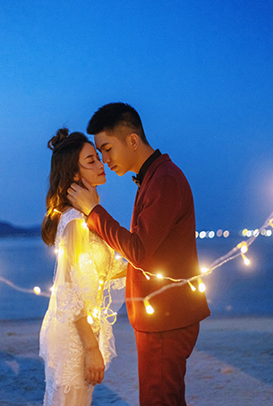 八月婚紗照欣賞|城堡沙灘夜景婚紗攝影客照